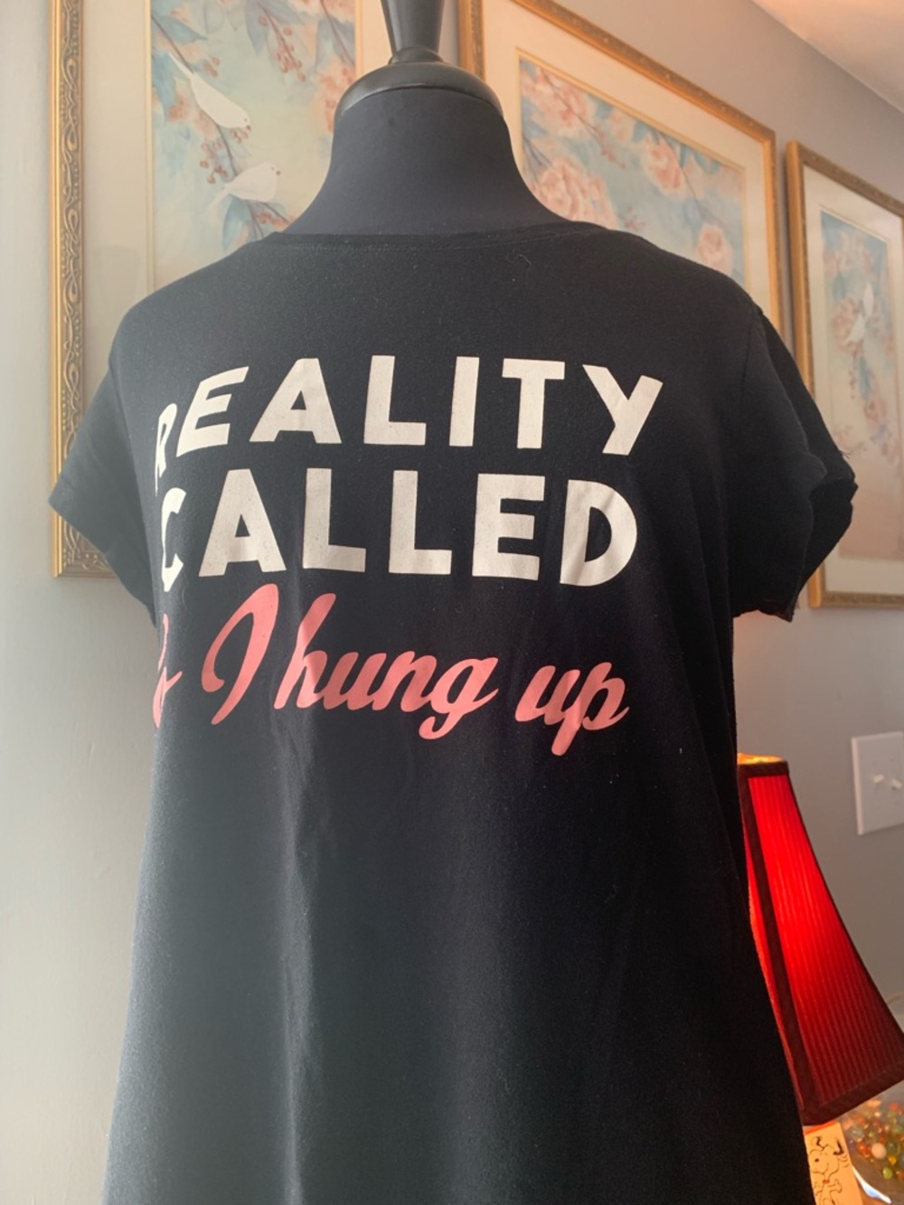 Wound Up Black Graphic Tee with White and Pink Slogan